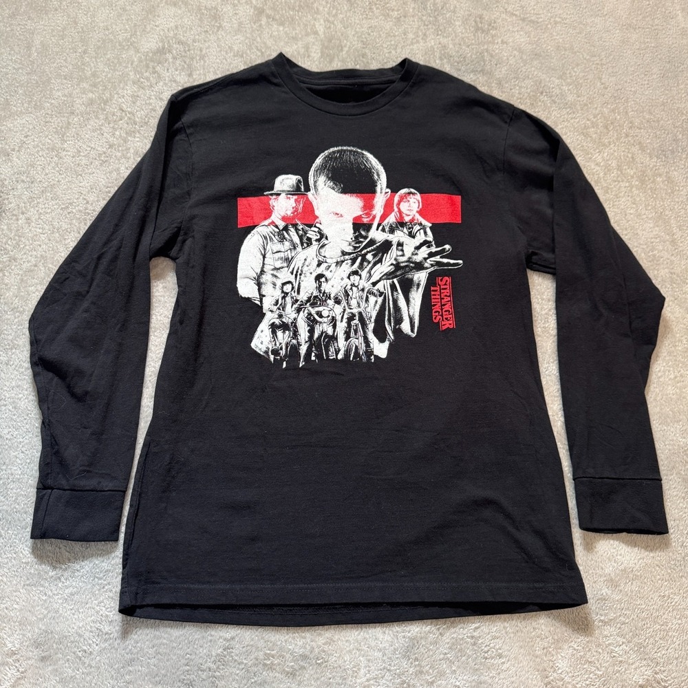 Stranger Things Shirt Adult Medium Black Graphic Tee Long Sleeve Season‎ 1 Adult